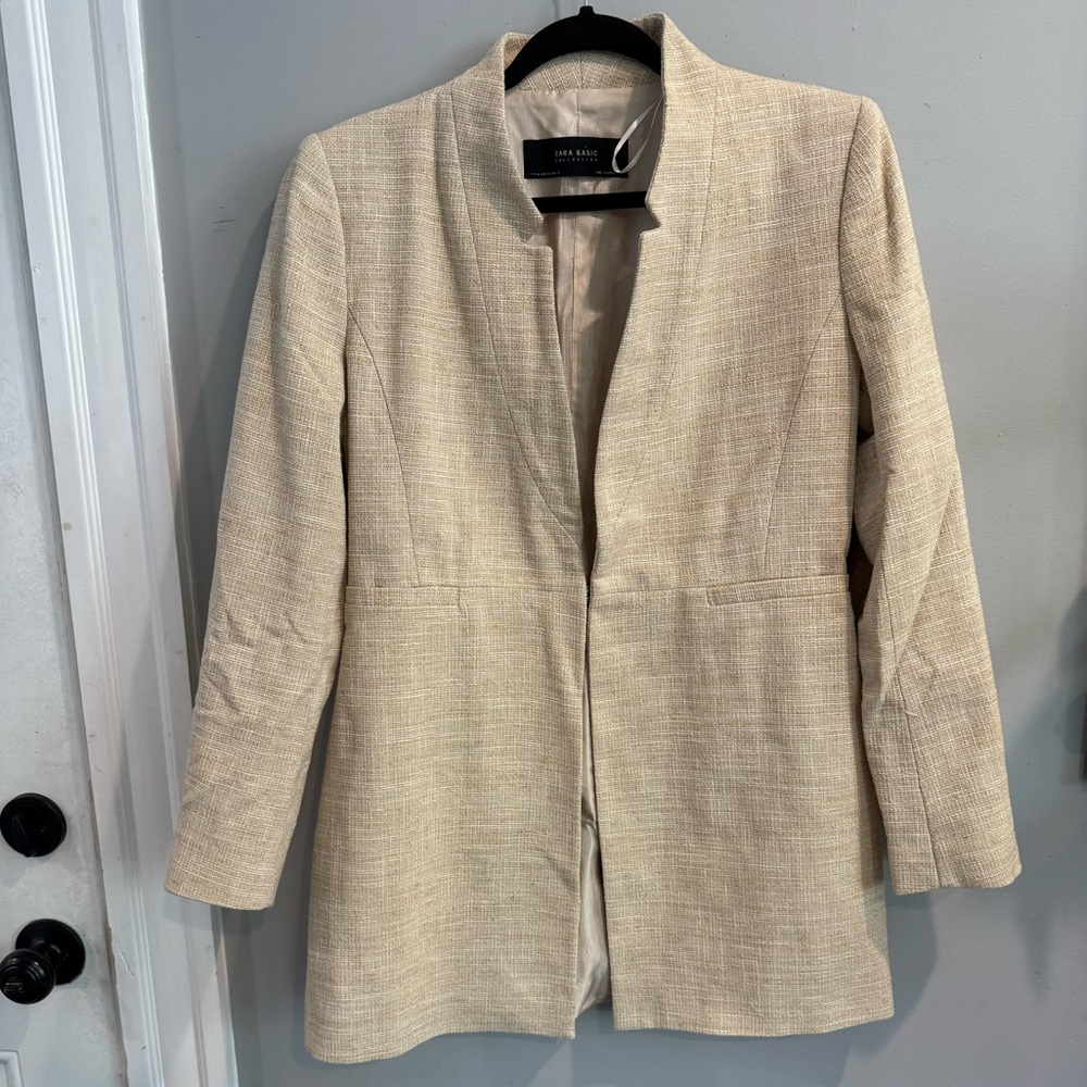 Zara Cream Textured Blazer
